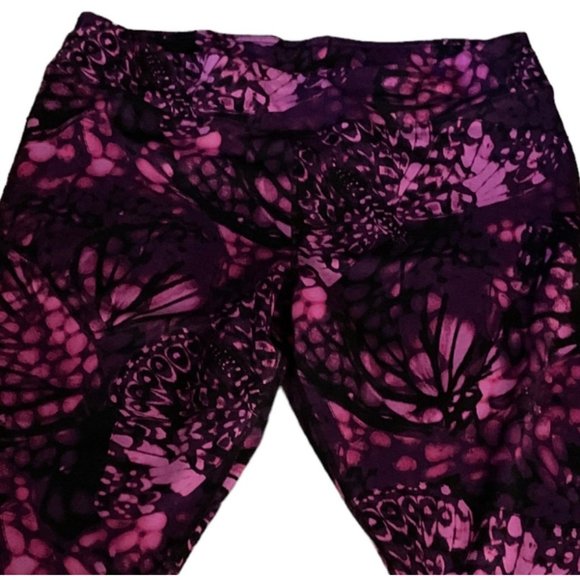 JMS Just My Size Womans 3X Active Leggings Dark Purple Black Floral - Picture 8 of 12